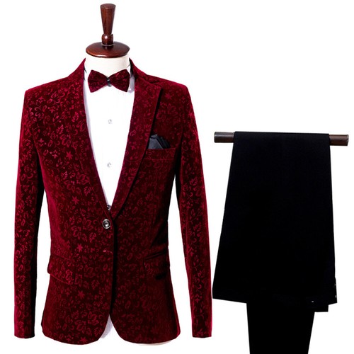 Herren blumen rot samtanzug - blumen,
